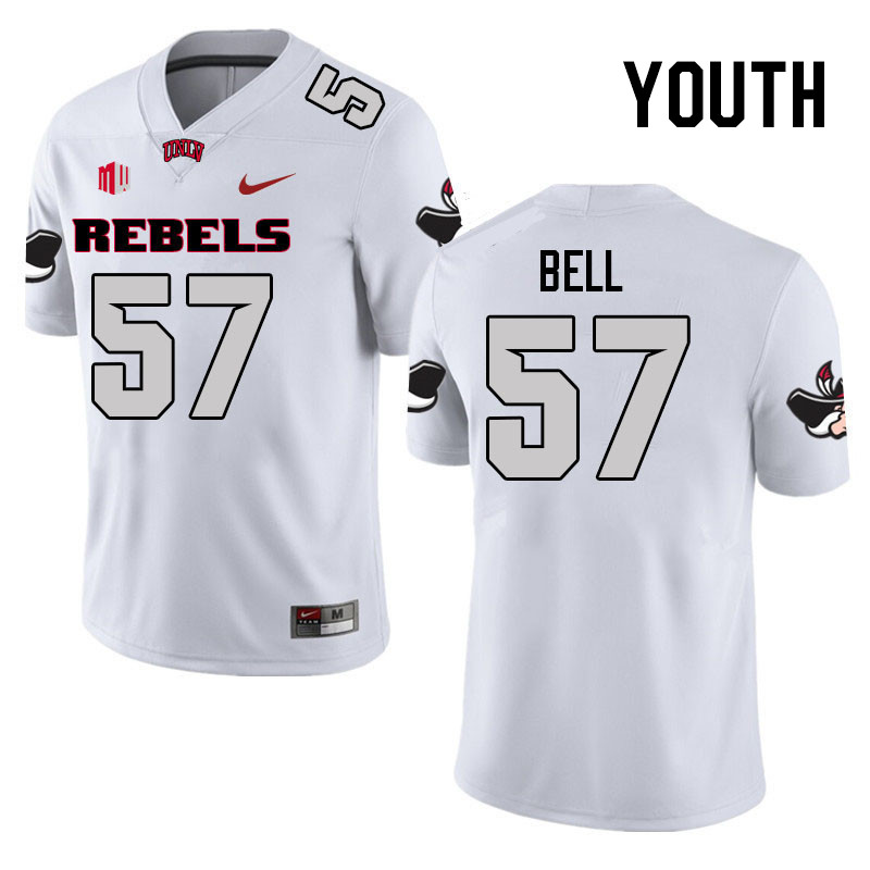 Youth #57 LeShaun Bell UNLV Rebels College Football Jerseys Stitched Sale-White